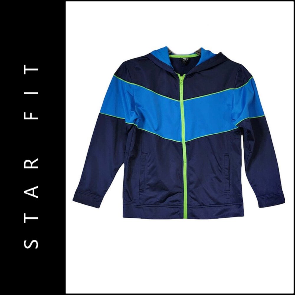 Star Fit Men's Casual Full Zipper Hoodie Jacket Blue Size Youth 14/ 15